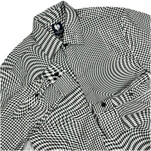 Twisted Tailor Button Up Shirt Men's XS Psychedelic Gingham Plaid Artsy Clubwear